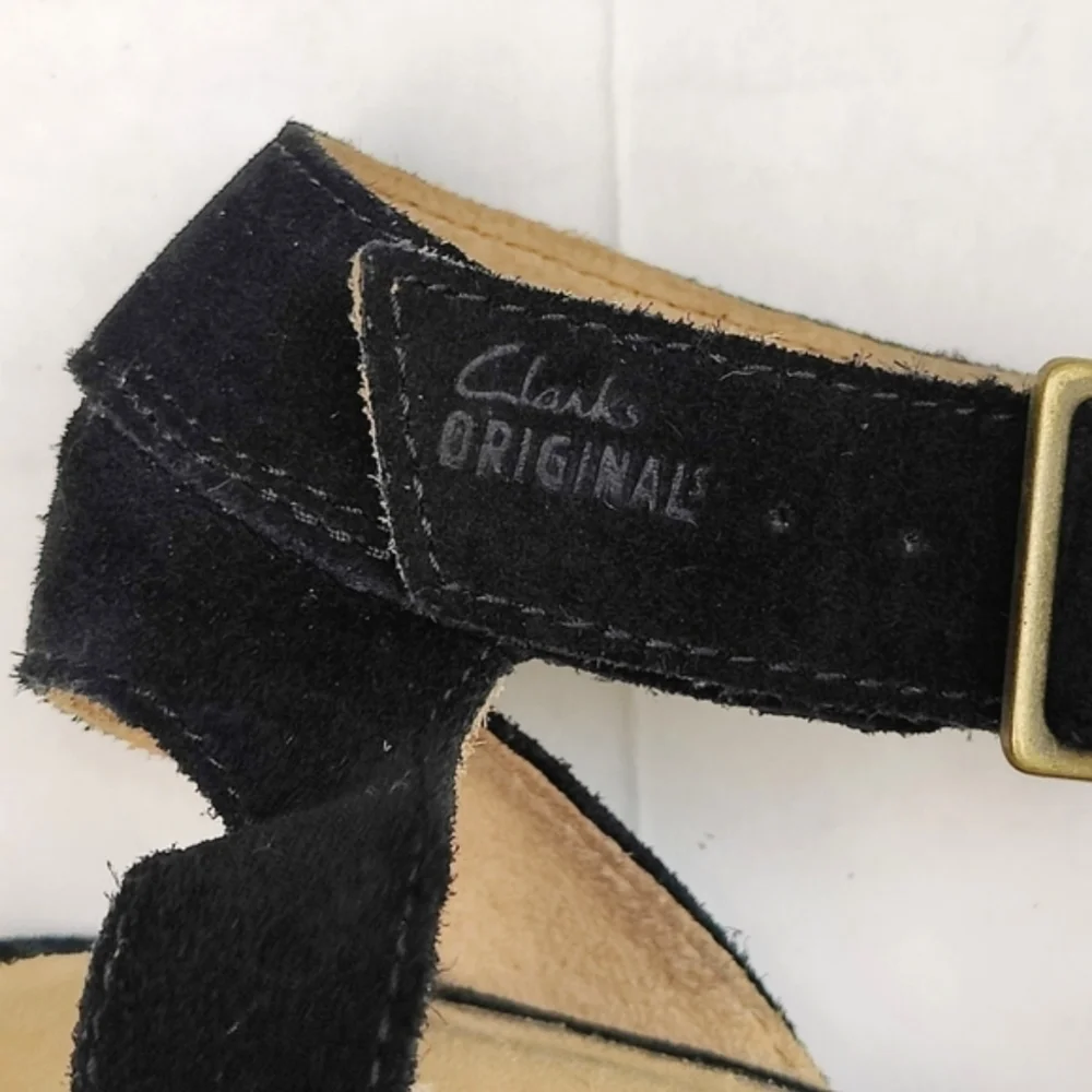 CLARK'S ORGINALS  Ankle Strap Natural Crepe Heels Women's Leather Wedges Size 9M